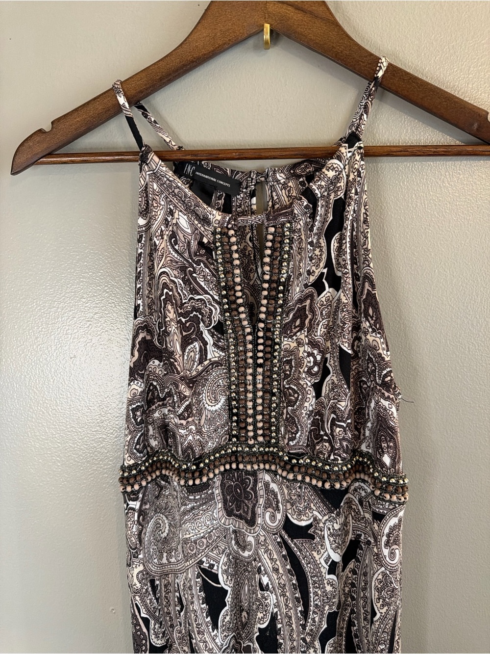 INC International Concepts Beaded Paisley Maxi Dress Medium Boho Resort - Picture 5 of 8